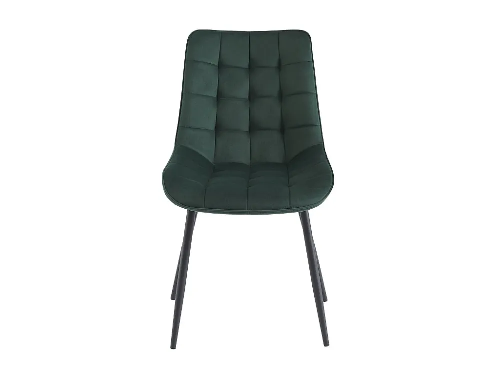Set van 6 gestoffeerde stoelen - Velours en zwart metaal - Groen - OLLUA