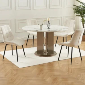 Set van 2 gewatteerde stoelen van boucléstof en zwart metaal - Wit - OLLUA