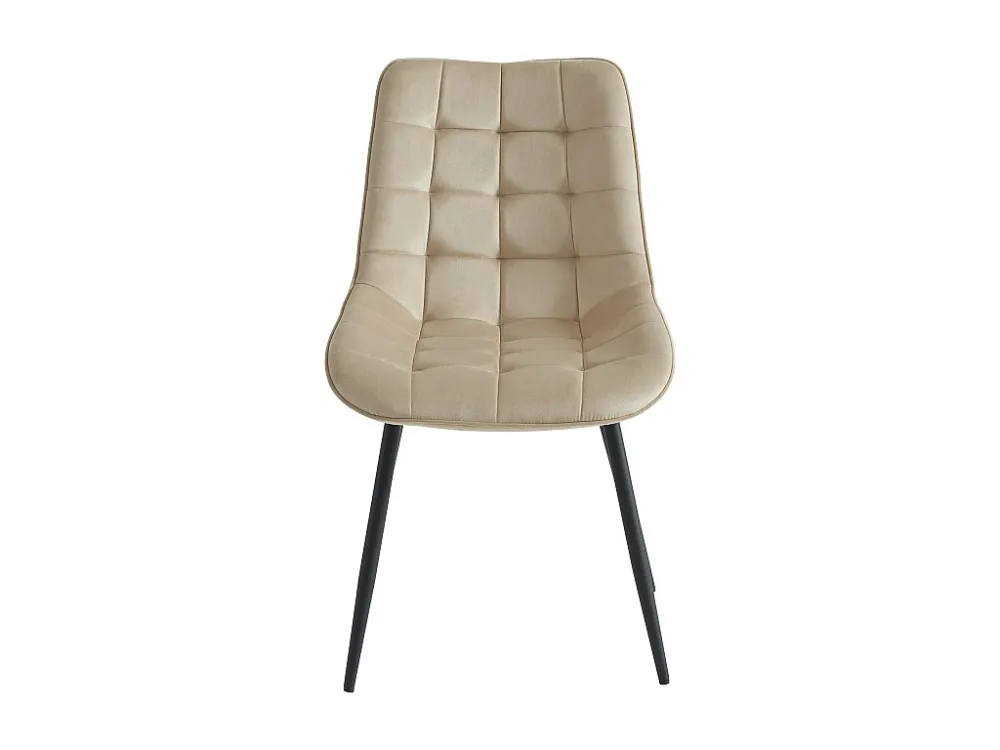 Set van 2 gewatteerde stoelen - Velours en zwart metaal - Beige - OLLUA