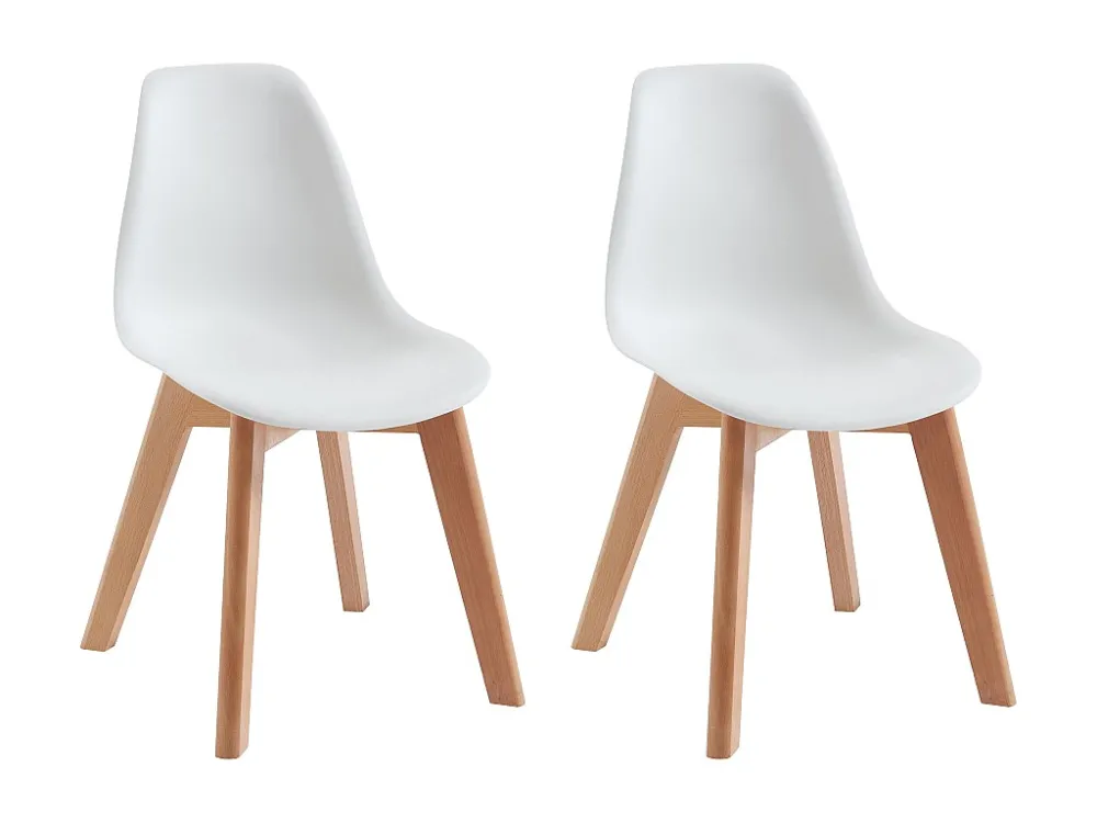 Set van 2 kinderstoelen van polypropyleen en beuken - Wit - LILINOU