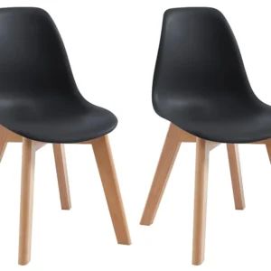 Set van 2 kinderstoelen van polypropyleen en beuken - Zwart - LILINOU