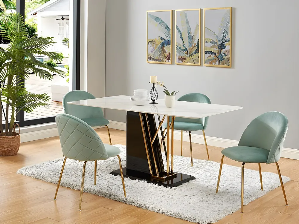 Set van 2 MELBOURNE stoelen - Fluweel en goudmetaal - Saliegroen - Koop nu online