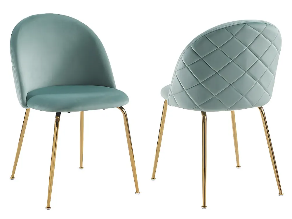Set van 2 MELBOURNE stoelen - Fluweel en goudmetaal - Saliegroen - Koop nu online