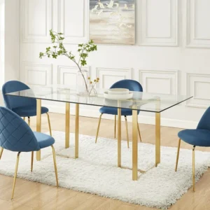 Set van 2 stoelen - Fluweel en goudkleurig metaal - Blauw. MELBOURNE