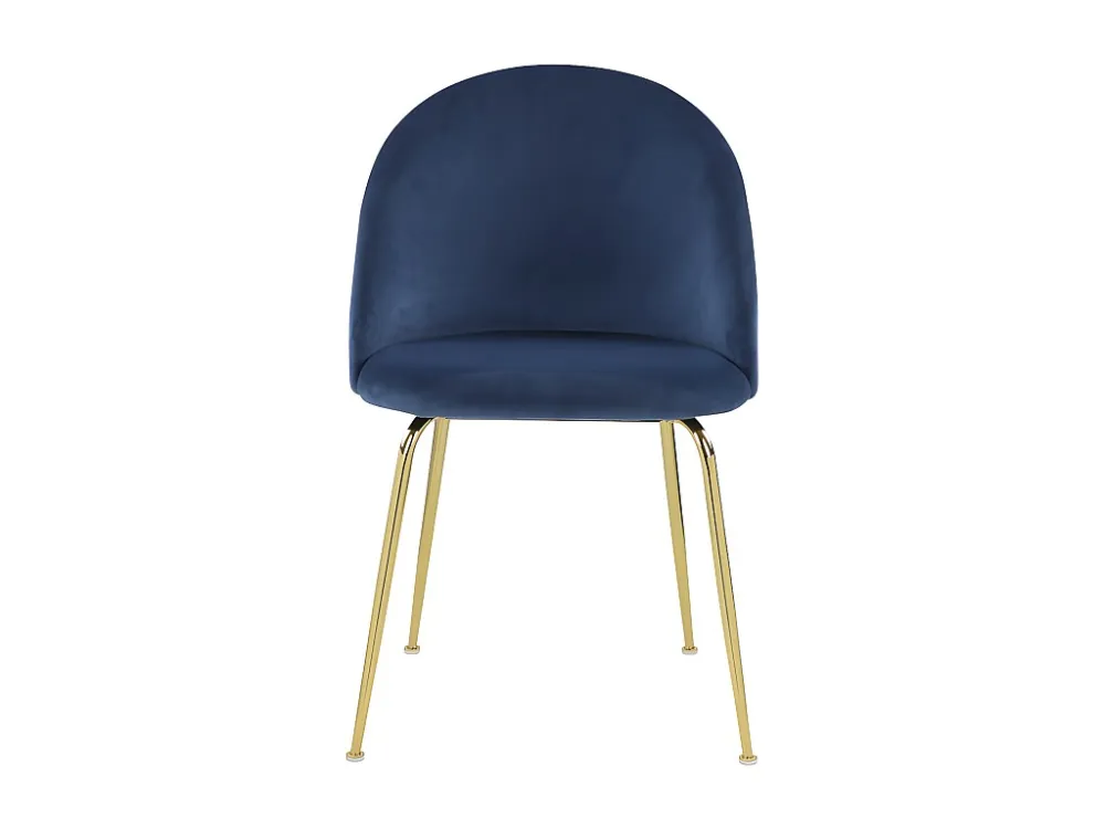 Set van 2 stoelen - Fluweel en goudkleurig metaal - Blauw. MELBOURNE