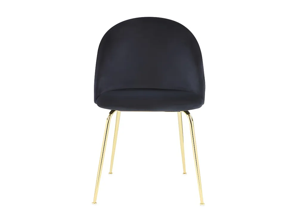 Set van 2 stoelen - Fluweel en goudkleurig metaal - Zwart. MELBOURNE