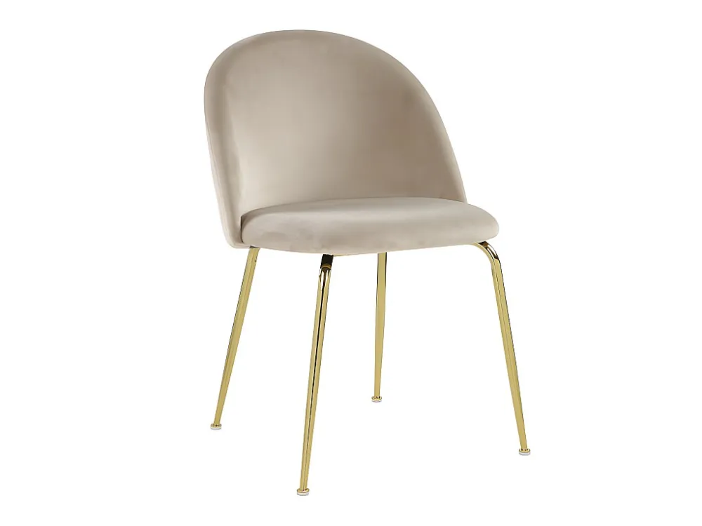 Set van 6 stoelen - Fluweel en goudkleurig metaal - Beige. MELBOURNE
