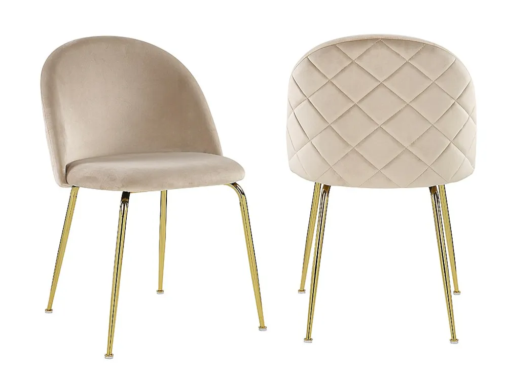 Set van 2 stoelen - Fluweel en goudkleurig metaal - Beige. MELBOURNE