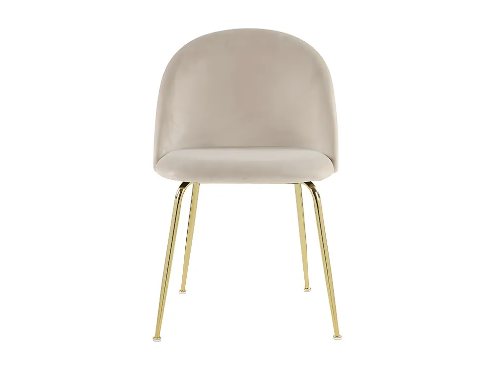 Set van 2 stoelen - Fluweel en goudkleurig metaal - Beige. MELBOURNE