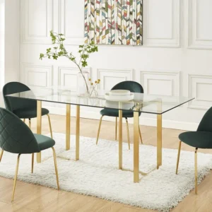 Set van 2 stoelen - Fluweel en goudkleurig metaal - Groen. MELBOURNE