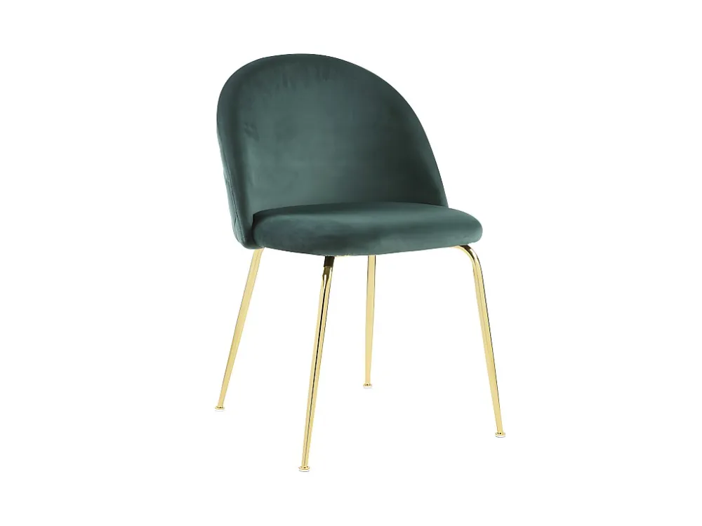 Set van 6 stoelen - Fluweel en goudkleurig metaal - Groen. MELBOURNE