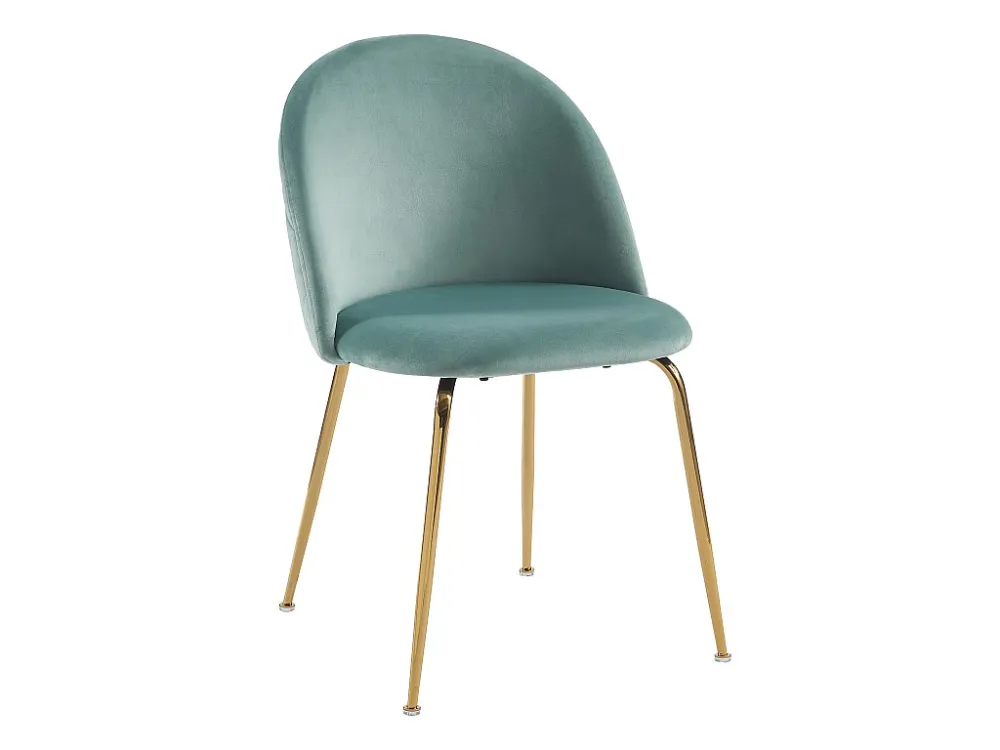 Set van 6 stoelen - Fluweel en goudmetaal - Saliegroen MELBOURNE - Koop nu online