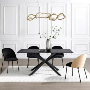 Set van 2 stoelen fluweel en metaal - Zwart en lichte houtlook - MIJENIA