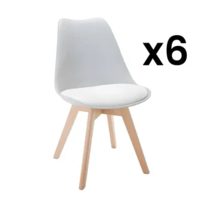 Set van 6 stoelen JODY - Polypropyleen en beuk - Lichtgrijs