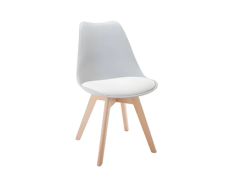 Set van 6 stoelen JODY - Polypropyleen en beuk - Lichtgrijs