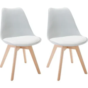 Set van 2 stoelen JODY - Polypropyleen en beuk - Lichtgrijs