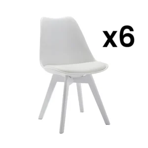 Set van 6 stoelen JODY - Polypropyleen en beukenhout - Wit - Koop nu goedkoop online