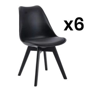 Set van 6 stoelen JODY - Polypropyleen en beukenhout - Zwart - Koop nu goedkoop online