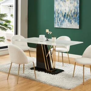 Set van 2 stoelen - Krullerige stof en goudkleurig metaal - Wit - MELBOURNE