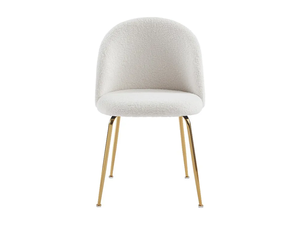 Set van 2 stoelen - Krullerige stof en goudkleurig metaal - Wit - MELBOURNE