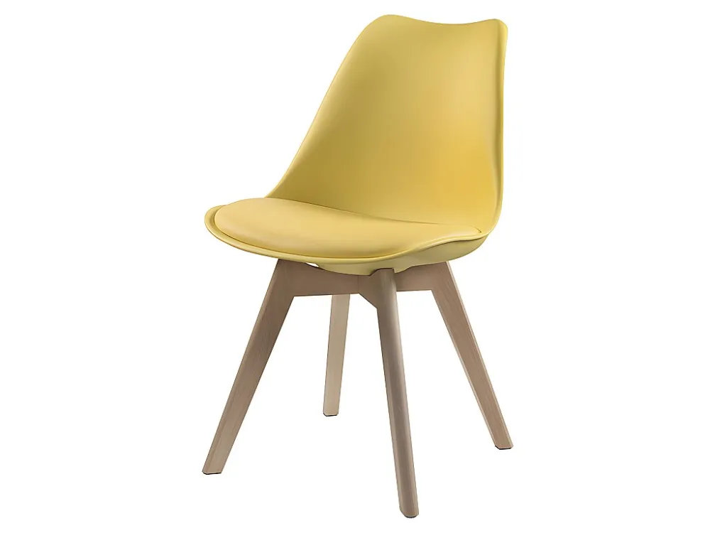 Set van 6 stoelen - Kunstleer en beuken - Geel JODY