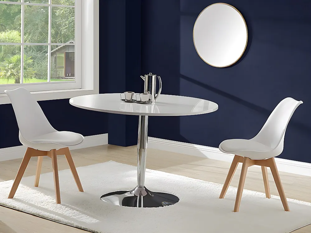 Set van 2 stoelen - Kunstleer en beuken - Wit JODY