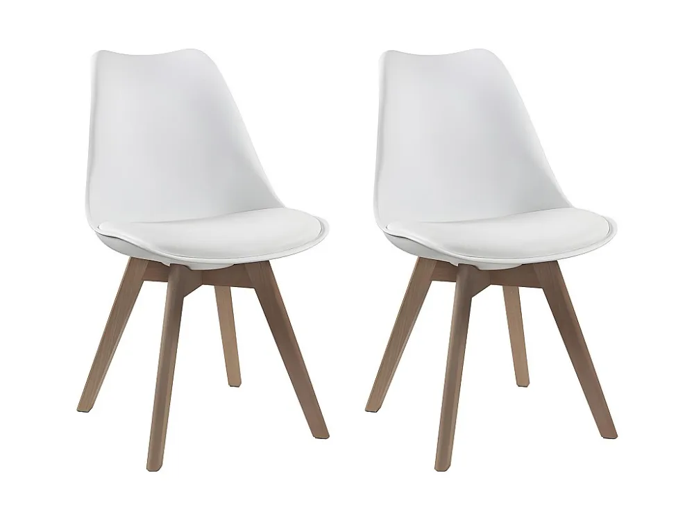 Set van 2 stoelen - Kunstleer en beuken - Wit JODY