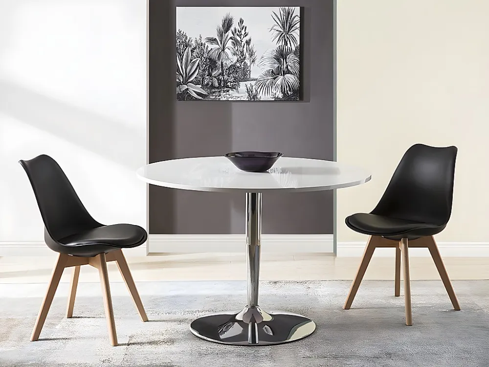 Set van 2 stoelen - Kunstleer en beuken - Zwart JODY