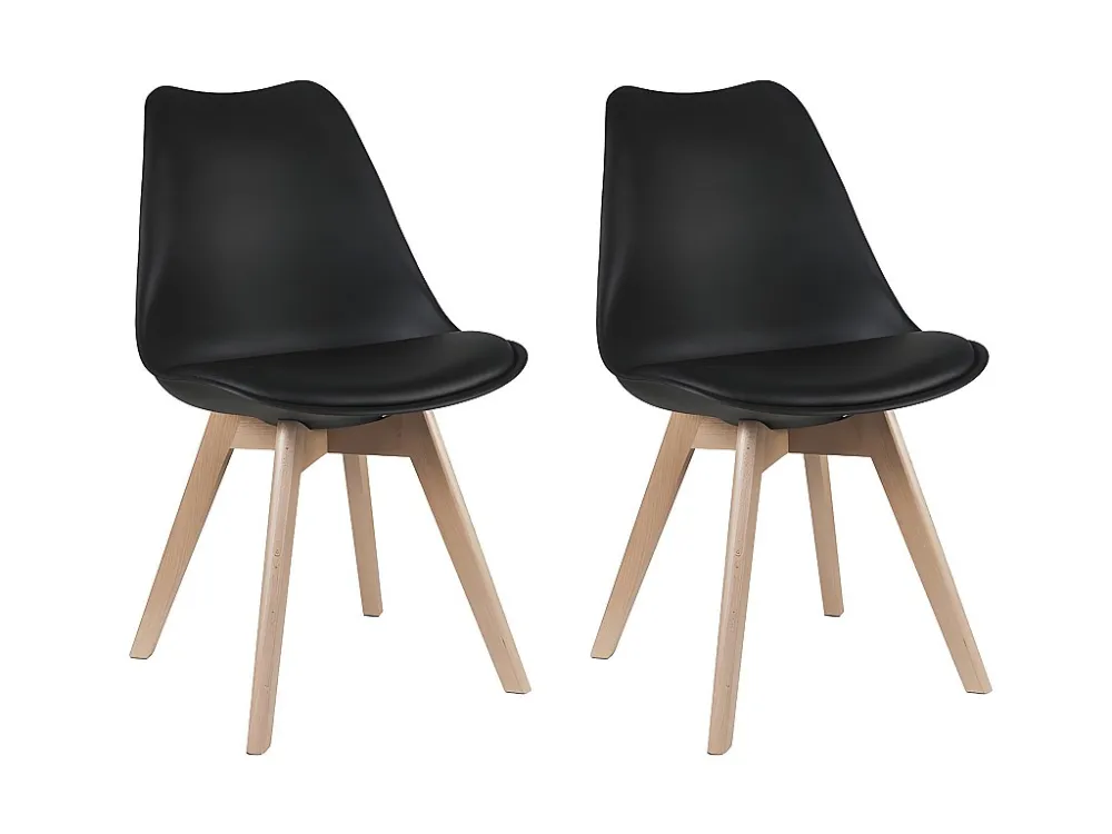 Set van 2 stoelen - Kunstleer en beuken - Zwart JODY