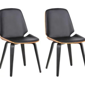 Set van 2 stoelen - Kunstleer - Noten zwart - SANTAREM