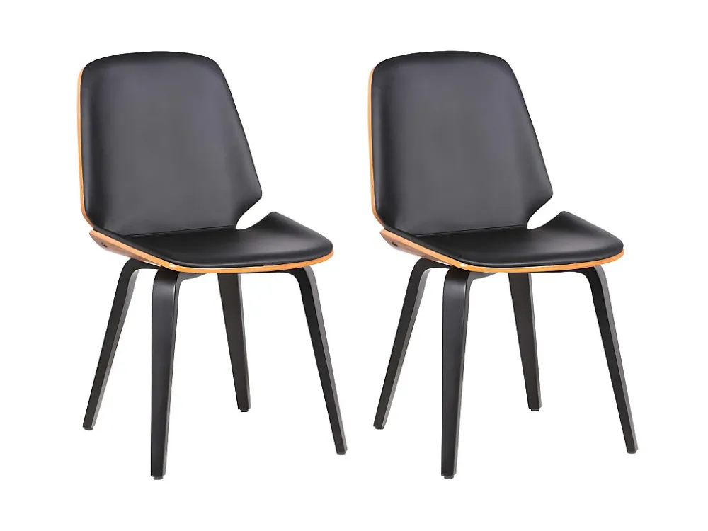 Set van 2 stoelen - Kunstleer - Noten zwart - SANTAREM
