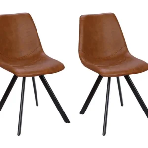 Set van 2 stoelen LUBINE - Kunstleer - Karamel bruin