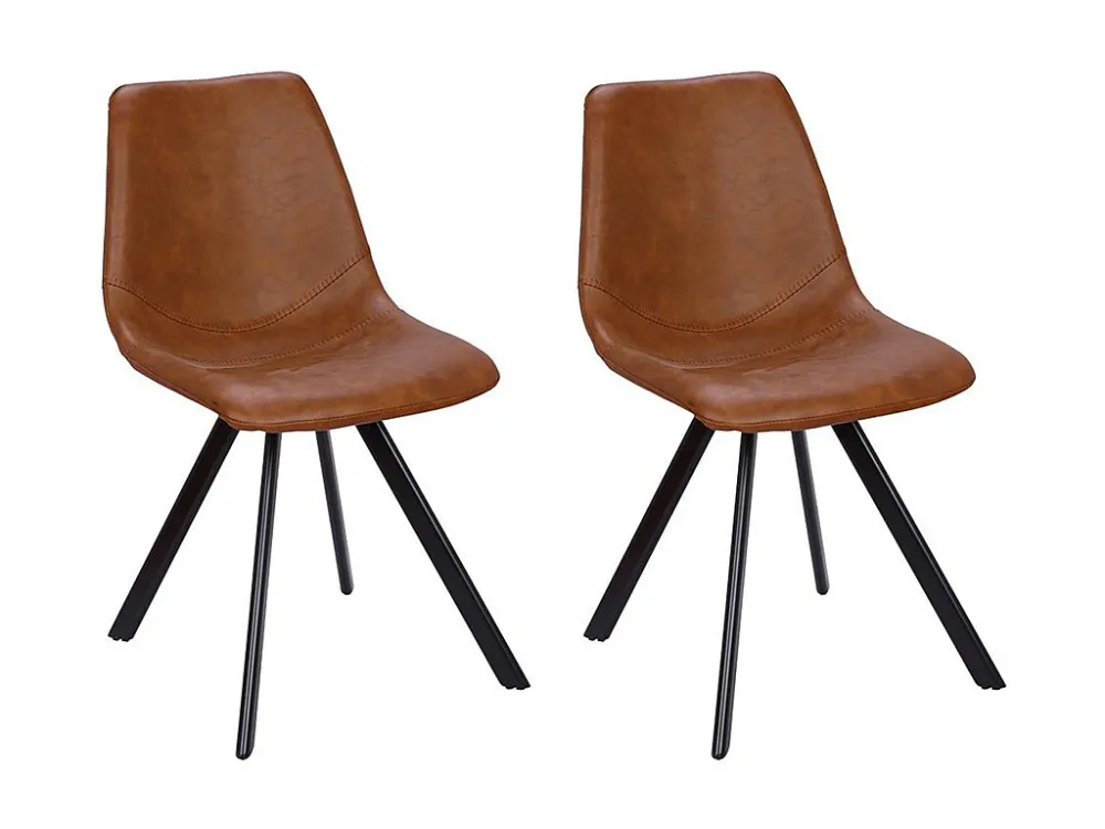 Set van 2 stoelen LUBINE - Kunstleer - Karamel bruin