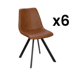 Set van 6 stoelen LUBINE - Kunstleer - Karamel bruin