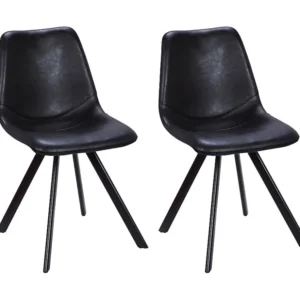 Set van 2 stoelen LUBINE - Kunstleer - Zwart