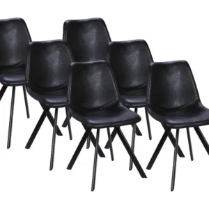 Set van 6 stoelen LUBINE - Kunstleer - Zwart