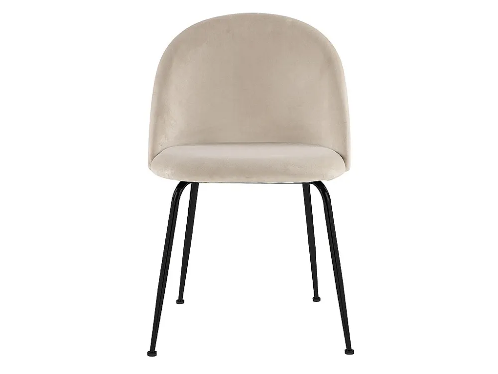 Set van 6 stoelen MELBOURNE - Fluweel en mat zwart metaal - Beige - Koop nu online