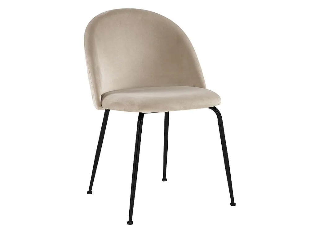Set van 6 stoelen MELBOURNE - Fluweel en mat zwart metaal - Beige - Koop nu online