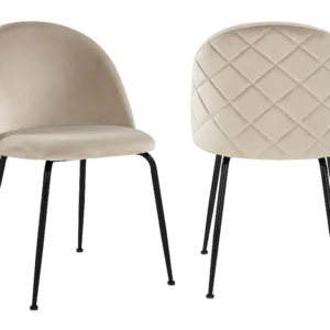 Set van 2 stoelen MELBOURNE - Fluweel en mat zwart metaal - Beige - Koop nu online