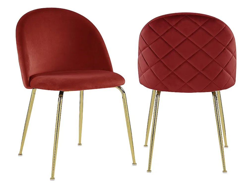 Set van 2 stoelen MELBOURNE - Fluweel en matzwart metaal - Terracotta - Koop nu online