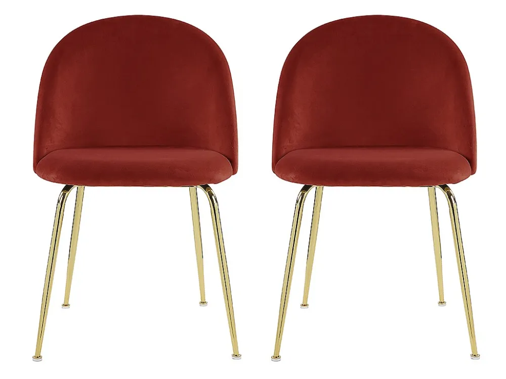 Set van 2 stoelen MELBOURNE - Fluweel en matzwart metaal - Terracotta - Koop nu online