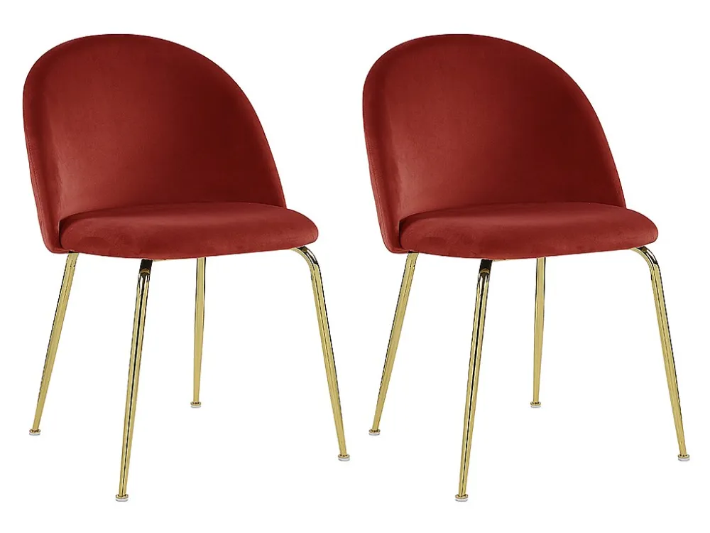 Set van 2 stoelen MELBOURNE - Fluweel en matzwart metaal - Terracotta - Koop nu online
