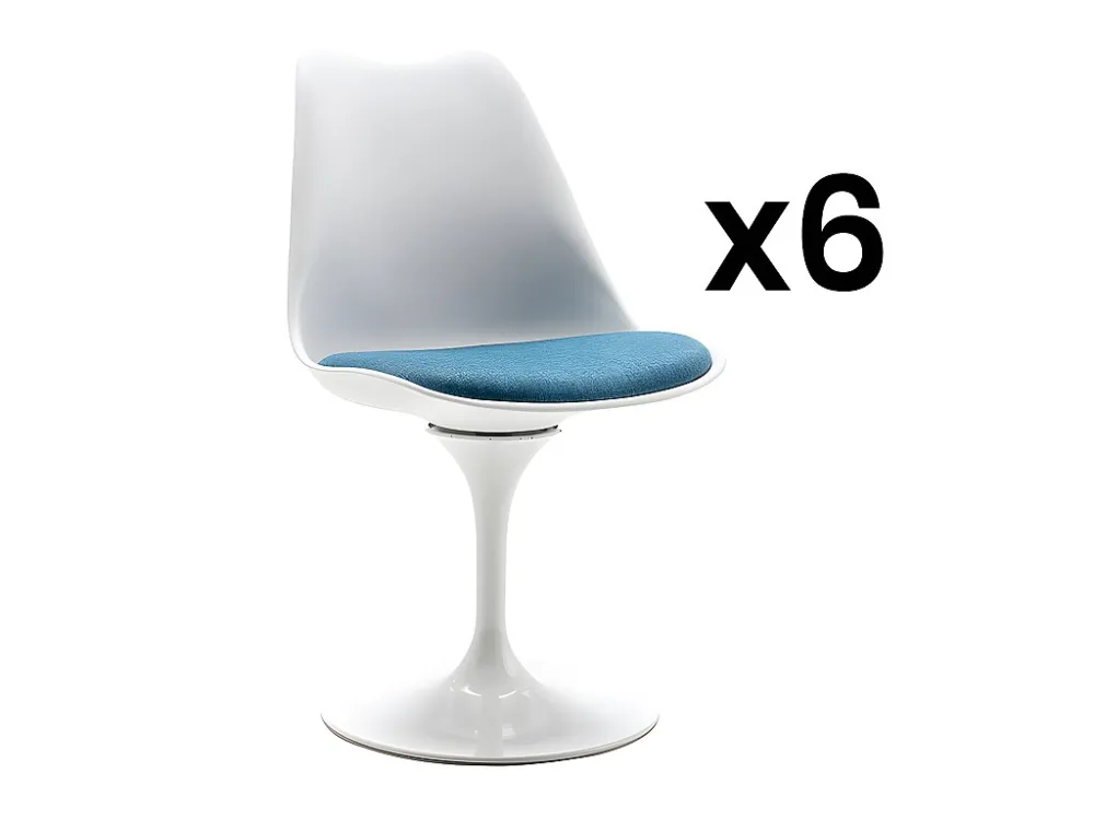 Set van 6 stoelen - Polypropyleen en metaal - Blauw en wit - XAFY - Koop nu online