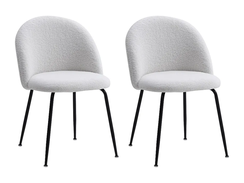 Set van 2 stoelen van boucléstof en roestvrij staal - Wit - MELBOURNE
