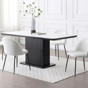 Set van 6 stoelen van boucléstof en roestvrij staal - Wit - MELBOURNE
