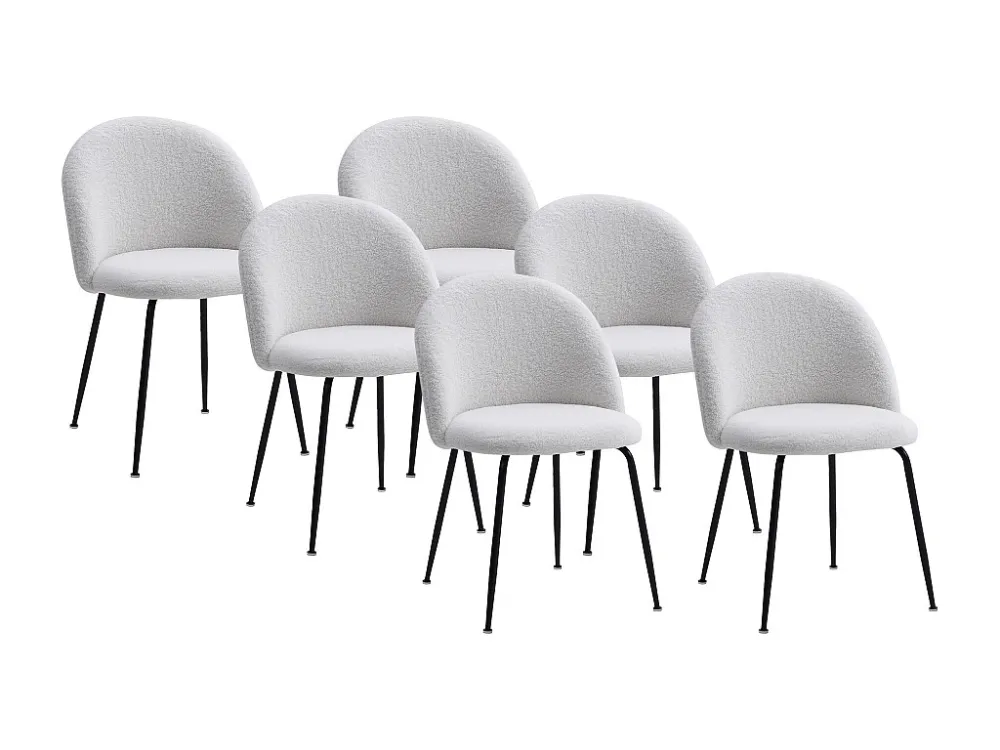 Set van 6 stoelen van boucléstof en roestvrij staal - Wit - MELBOURNE