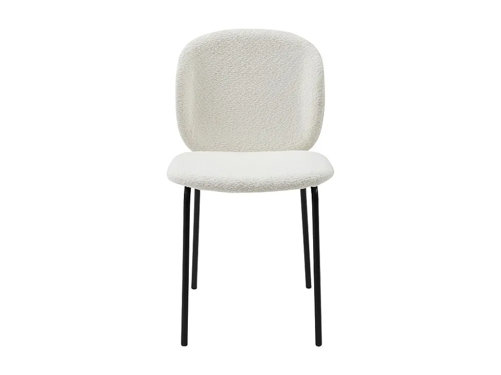 Set van 6 stoelen van boucléstof en zwart metaal - Crèmewit - BEJUMA