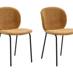 Set van 2 stoelen van boucléstof en zwart metaal - Mosterdgeel - BEJUMA
