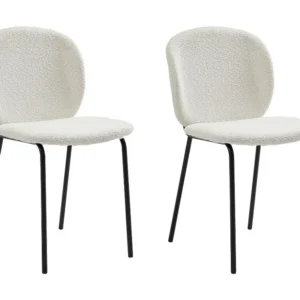 Set van 2 stoelen van boucléstof en zwart metaal - Crèmewit - BEJUMA