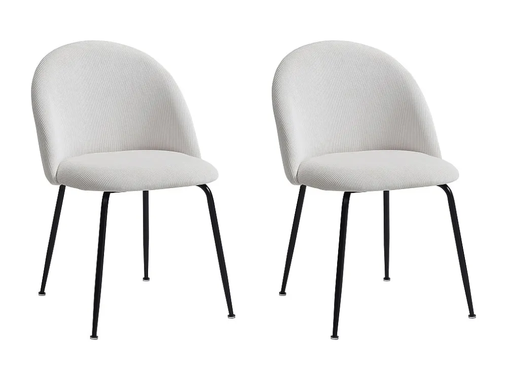 Set van 2 stoelen van ribfluweel en zwart roestvrij staal - Crèmewit - MELBOURNE